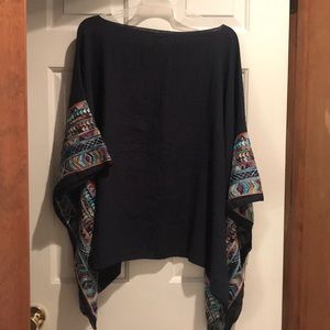 Navy embroidered poncho!